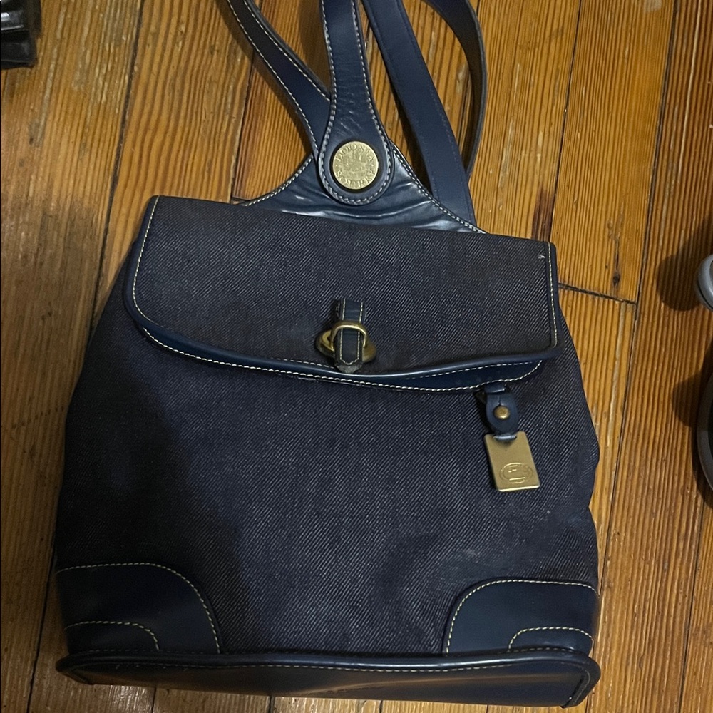 Chic Vintage Dooney. & BurkeNavy and Black Backpack with Gold Details